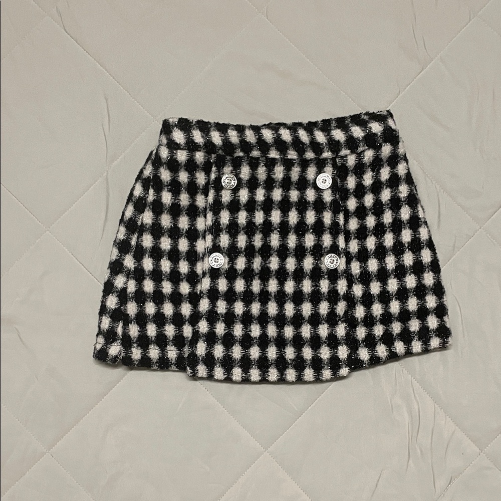 Gianni Bini Black and White Plaid Mini Skirt